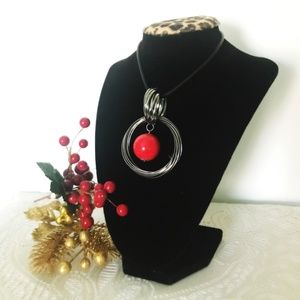 Red Pearl Necklace - Wire Wrapped